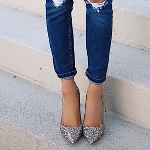 J Crew Elegant Glitter Heels